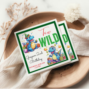 Servilleta De Papel Dino salvaje Fiesta Dinosaurio segundo cumpleaños