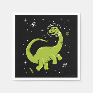 Servilleta De Papel Dinos De Brontosauro Verdes En El Espacio
