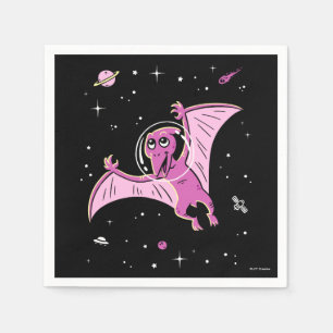 Servilleta De Papel Dinos Pterodáctilos Púrpura En El Espacio