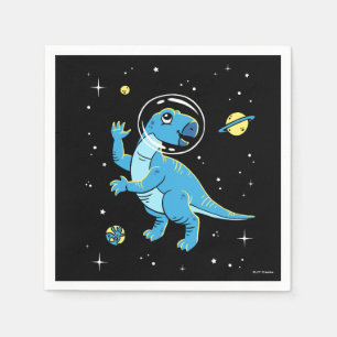Servilleta De Papel Dinos Rhabdodon Azules En El Espacio