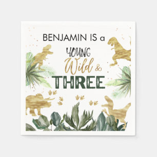 Servilleta De Papel Dinosaur 3er Fiesta de niño de cumpleaños