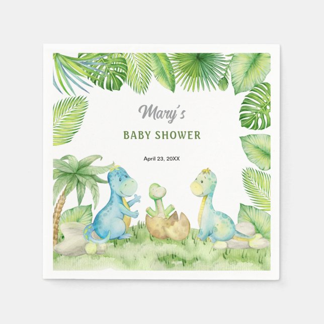 Servilleta De Papel Dinosaur Baby Shower (Anverso)