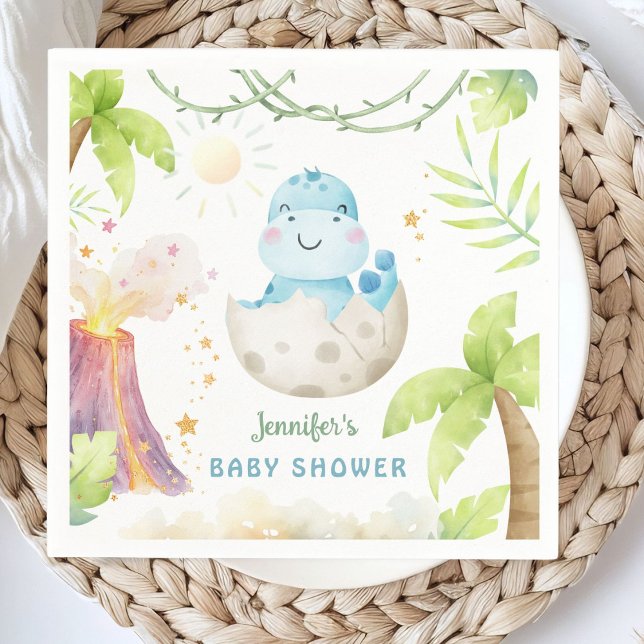 Servilleta De Papel Dinosaur Baby Shower Boy Dino Paper (Subido por el creador)