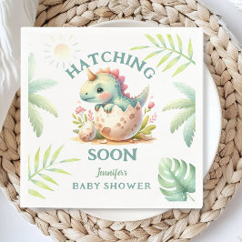Servilleta De Papel Dinosaur Baby Shower Chica rosado de Cuadros