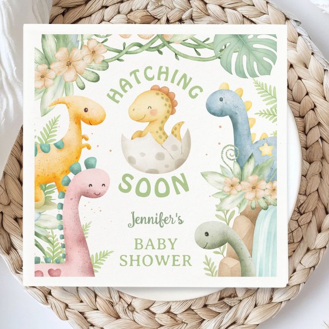 Servilleta De Papel Dinosaur Baby Shower Cute Dino Paper Napkin (Subido por el creador)