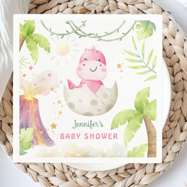 Servilleta De Papel Dinosaur Baby Shower Girl Dino Paper (Subido por el creador)