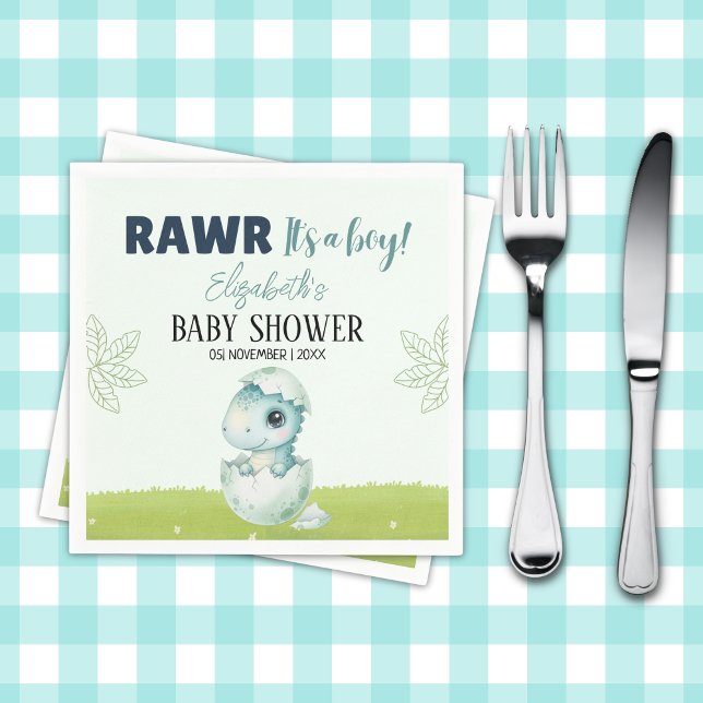 Servilleta De Papel Dinosaur Baby Shower Party Napkins for Boy (Subido por el creador)