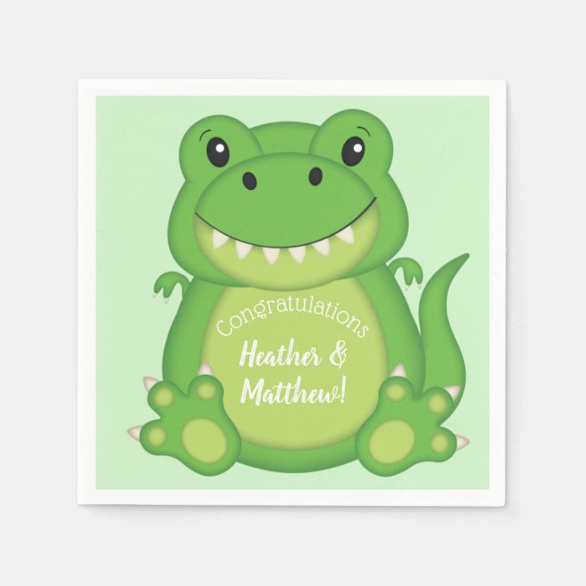Servilleta De Papel Dinosaur Baby Shower T-Rex (Anverso)