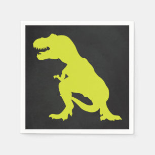 Servilleta De Papel Dinosaur Birthday Chalkboard Green