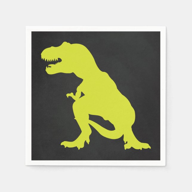 Servilleta De Papel Dinosaur Birthday Chalkboard Green (Anverso)