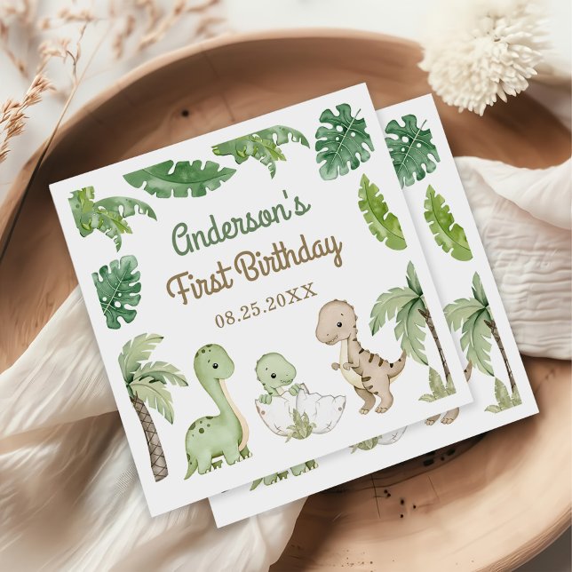Servilleta De Papel Dinosaur Green 1er cumpleaños (Subido por el creador)