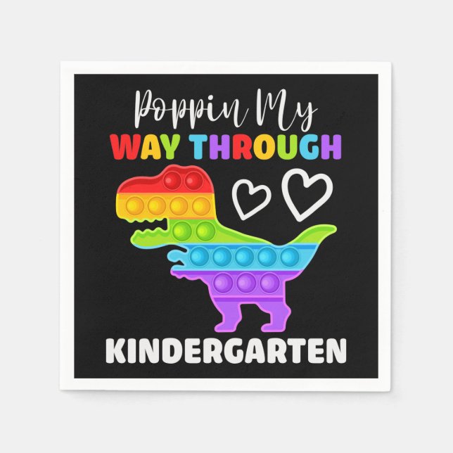 Servilleta De Papel Dinosaur Poppin My way Through Kindergarten (Anverso)