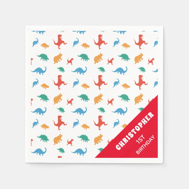 Servilleta De Papel Dinosaur Silhouette (Anverso)