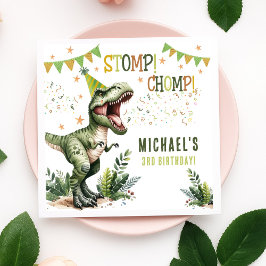 Servilleta De Papel Dinosaur Three Rex 3rd Birthday Party 