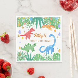 Servilleta De Papel Dinosaurio 1er cumpleaños Invitación colorida