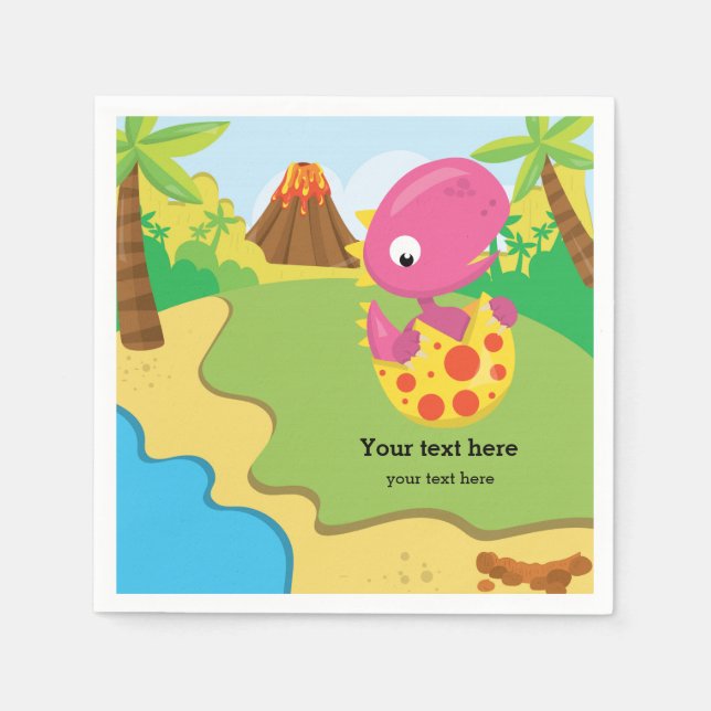 Servilleta De Papel Dinosaurio Adorable (Anverso)