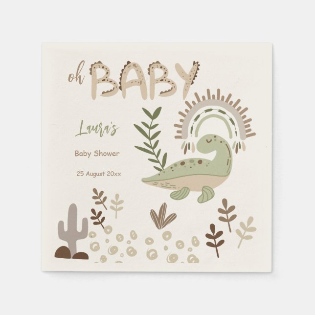 Servilleta De Papel Dinosaurio caprichoso de Boho oh personalizado de  (Anverso)