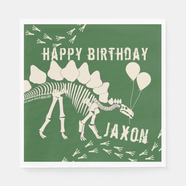 Servilleta De Papel Dinosaurio con globos Cumpleaños (Anverso)