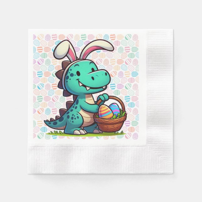 Servilleta De Papel Dinosaurio conejito de Pascua lindo (Anverso)