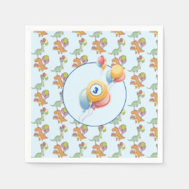 Servilleta De Papel Dinosaurio dino fiesta niños cumpleaños azul diver