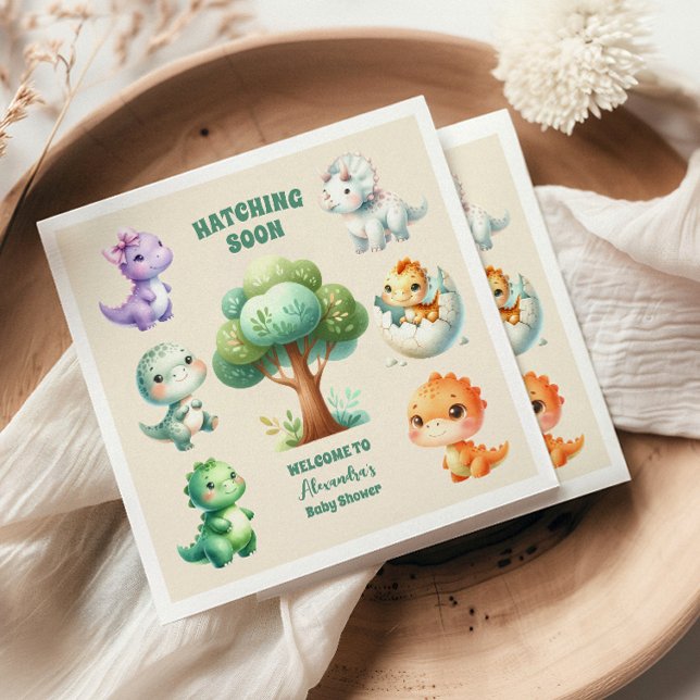 Servilleta De Papel Dinosaurio Egg Cute Watercolor Baby Shower (Subido por el creador)