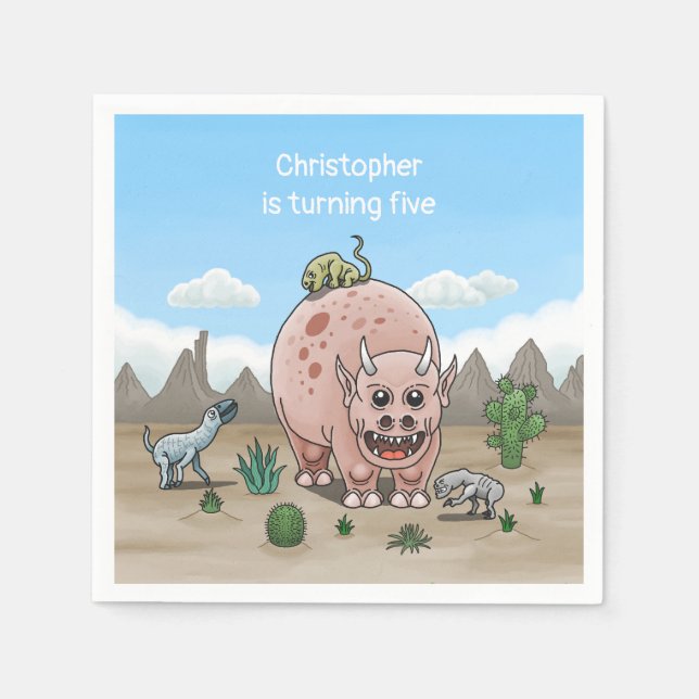 Servilleta De Papel Dinosaurio Fantasía (Anverso)