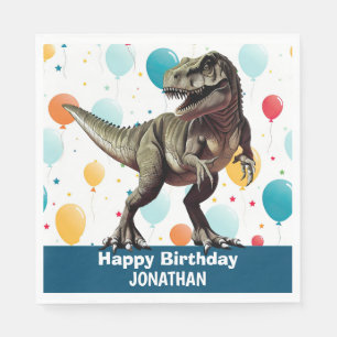 Servilleta De Papel Dinosaurio Feliz cumpleaños azul