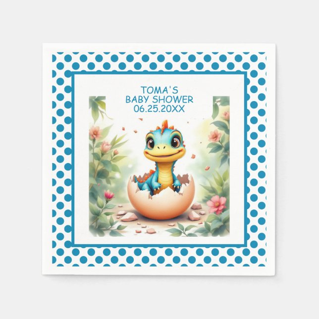 Servilleta De Papel Dinosaurio fuera del Huevo (Anverso)