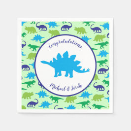 Servilleta De Papel Dinosaurio lindo Baby Shower Dino Blue and Green B