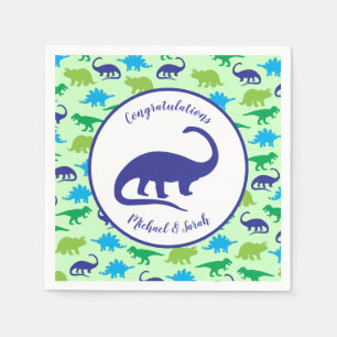 Servilleta De Papel Dinosaurio lindo Baby Shower Dino Blue and Green B