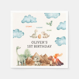 Servilleta De Papel Dinosaurio Lindo | Cumpleaños Infantil Nubes Fiest