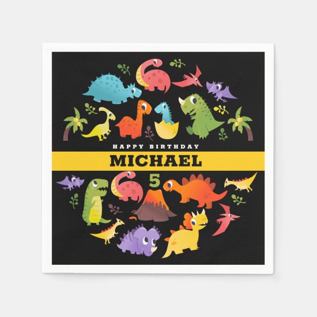 Servilleta De Papel Dinosaurio lindo personalizado (Anverso)