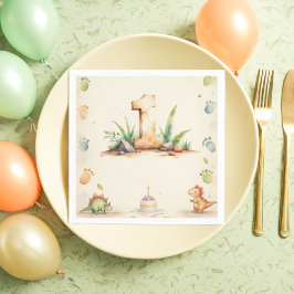 Servilleta De Papel Dinosaurio Primer Nápoles de Cumpleaños Fiesta de