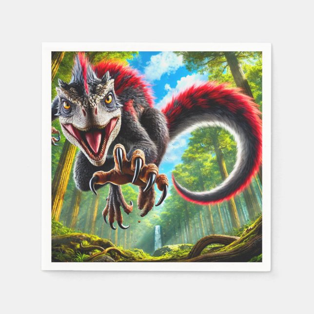 Servilleta De Papel Dinosaurio Rojo (Anverso)