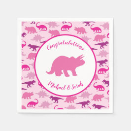 Servilleta De Papel Dinosaurio rosa Baby Shower Cute Dino Chica