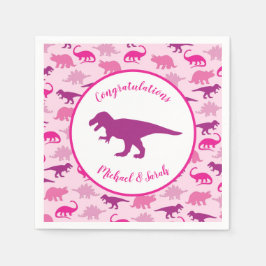 Servilleta De Papel Dinosaurio rosa Baby Shower Cute Dino Chica
