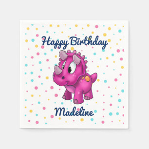 Servilleta De Papel Dínosaurio rosa lindo Polkadot Fiestas Napkins