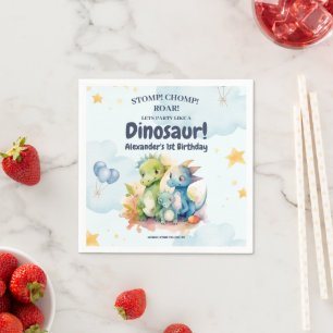 Servilleta De Papel Dinosaurio Stomp Chomp Rawr Fiesta de primer cumpl