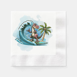 Servilleta De Papel Dinosaurio tropical de surf