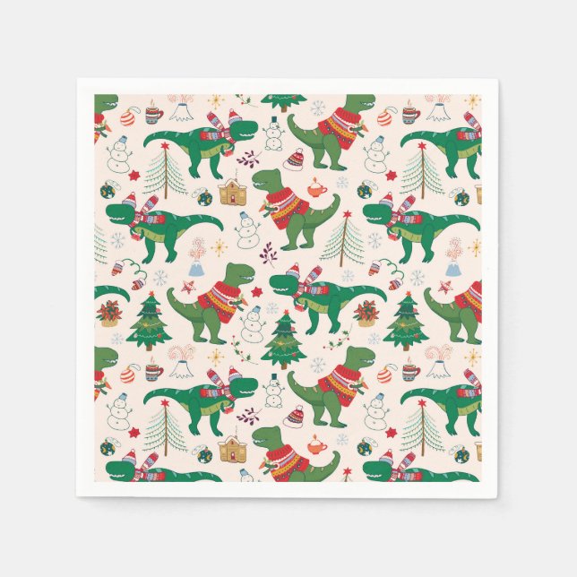 Servilleta De Papel Dinosaurios en el patrón de los Navidades suecos (Anverso)