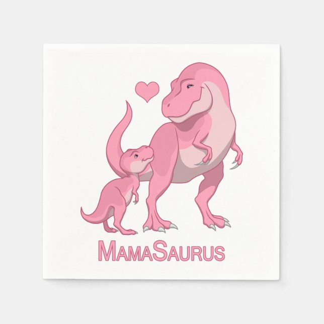 Servilleta De Papel Dinosaurios MamaSaurus T-Rex y Baby Girl (Anverso)