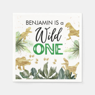 Servilleta De Papel Dinosaurios salvajes un primer cumpleaños