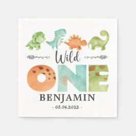 Servilleta De Papel Dinosaurios salvajes Un primer jurado de cumpleaño