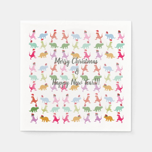 Servilleta De Papel Dinosaurios Santa Mood (Anverso)
