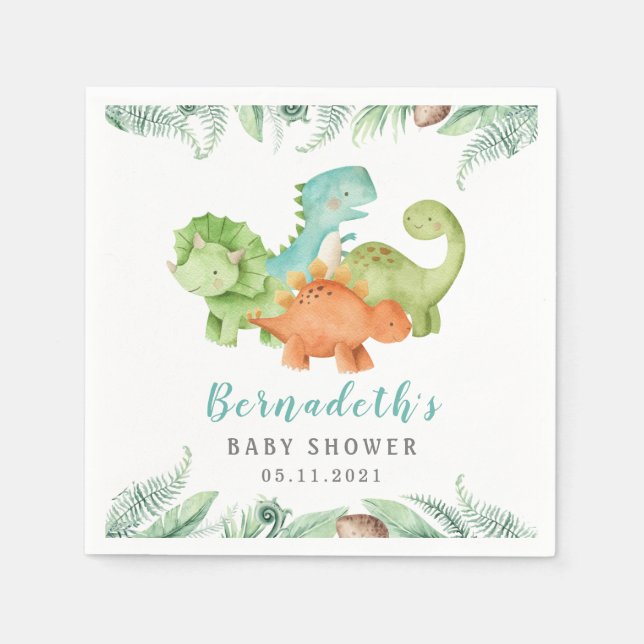 Servilleta De Papel Dinosaurios Wild Baby Shower Napkins (Anverso)