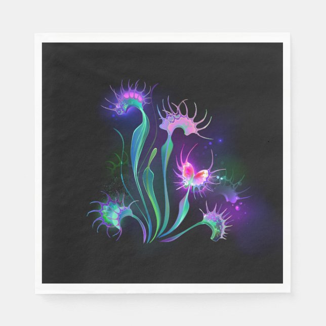 Servilleta De Papel Dionea atrapamoscas luminosa (Anverso)