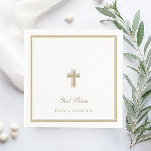Servilleta De Papel Dios Bendiga Cruz Niña Bautizo