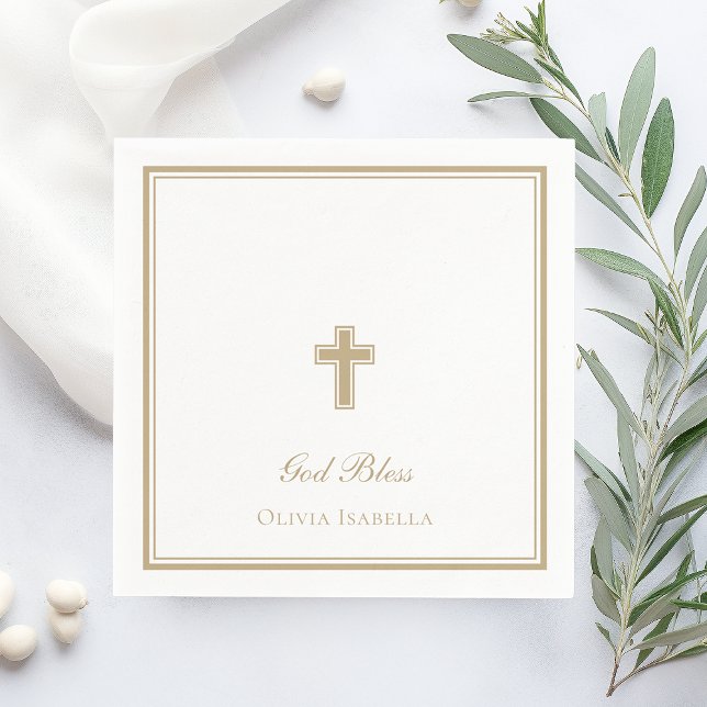 Servilleta De Papel Dios Bendiga Cruz Niña Bautizo (Subido por el creador)