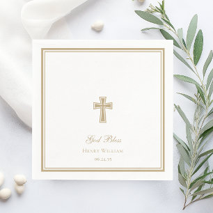 Servilleta De Papel Dios Bendiga Niño Bautizado Cruz de Oro