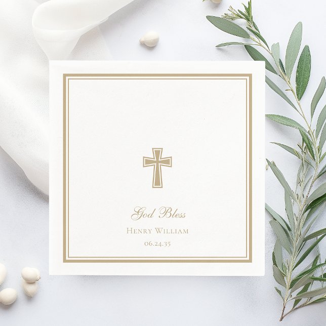 Servilleta De Papel Dios Bendiga Niño Bautizado Cruz de Oro (Subido por el creador)